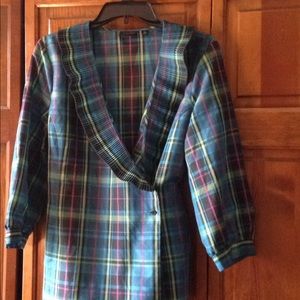 Plaid wrap-top with button closure, size 12